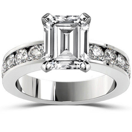Round Brilliant Moissanite Channel Set Semi-Eternity Ring, 1ct