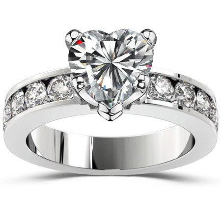 Round Brilliant Moissanite Channel Set Semi-Eternity Ring, 1ct