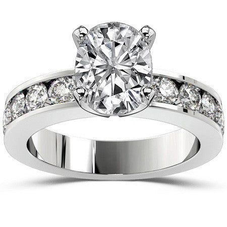 Round Brilliant Moissanite Channel Set Semi-Eternity Ring, 1ct