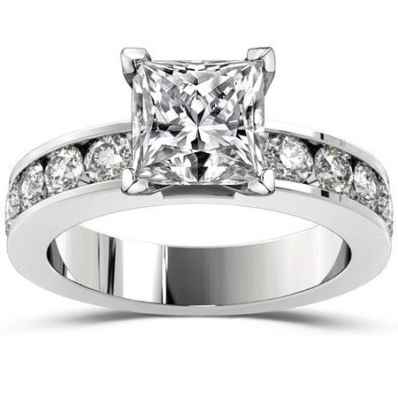 Round Brilliant Moissanite Channel Set Semi-Eternity Ring, 1ct