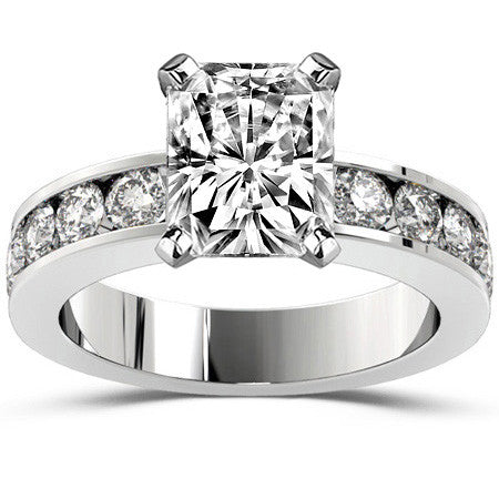Round Brilliant Moissanite Channel Set Semi-Eternity Ring, 1ct