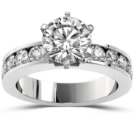 Round Brilliant Moissanite Channel Set Semi-Eternity Ring, 1ct