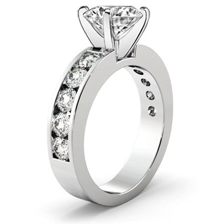 Round Brilliant Moissanite Channel Set Semi-Eternity Ring, 1ct