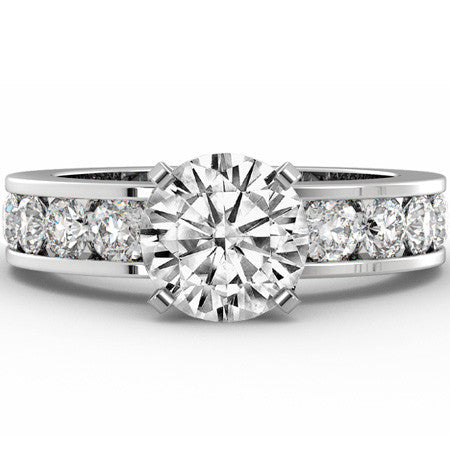 Round Brilliant Moissanite Channel Set Semi-Eternity Ring, 1ct