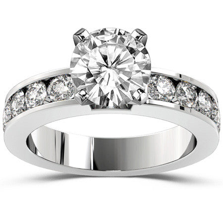 Round Brilliant Moissanite Channel Set Semi-Eternity Ring, 1ct