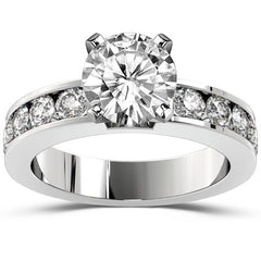 Round Brilliant Moissanite Channel Set Semi-Eternity Ring, 1ct