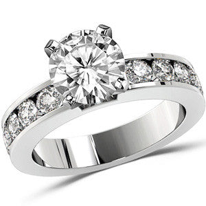 Round Brilliant Moissanite Channel Set Semi-Eternity Ring, 1ct