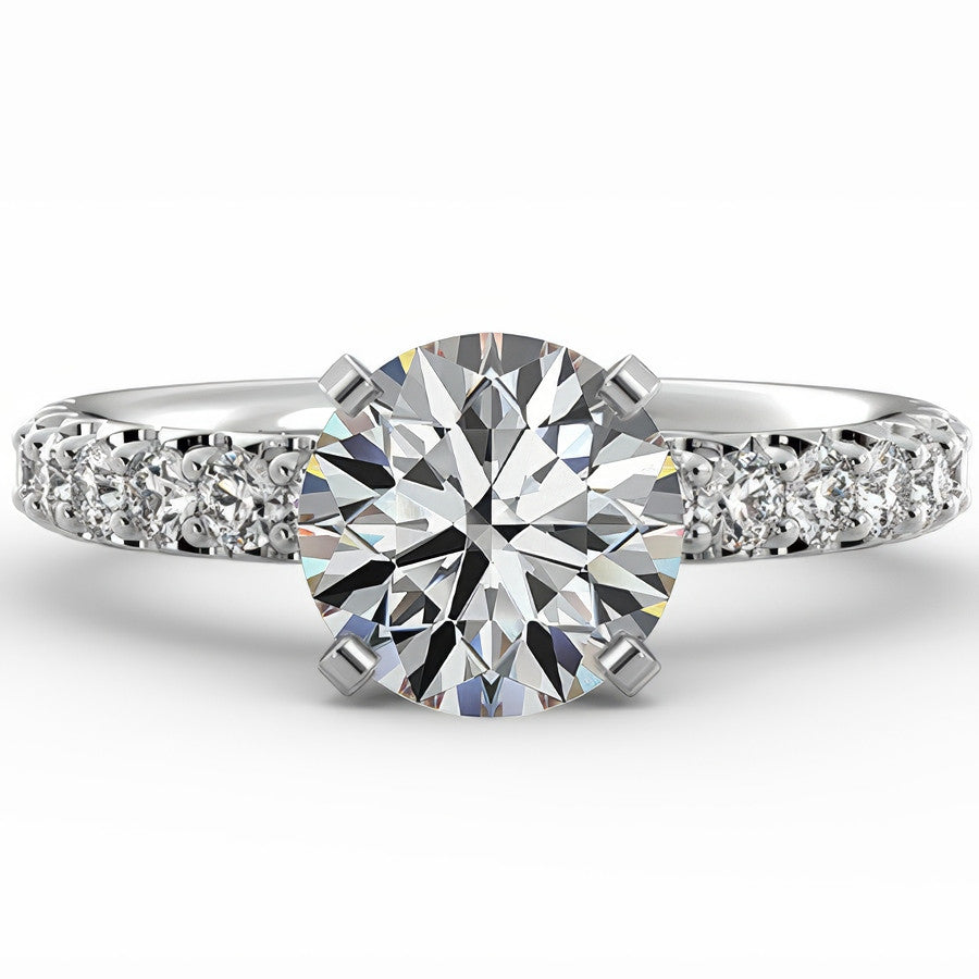 Round Brilliant Moissanite Shared-Prong Semi-Eternity Ring (0.42ct)