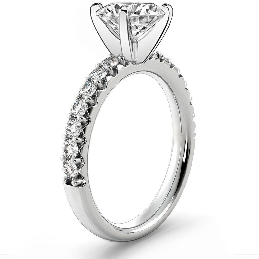 Round Brilliant Moissanite Shared-Prong Semi-Eternity Ring (0.42ct)