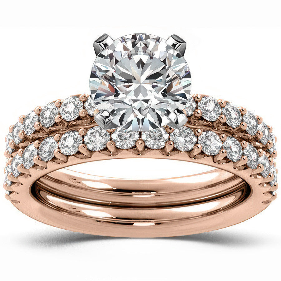 Round Brilliant Moissanite Shared-Prong Semi-Eternity Ring (0.42ct)