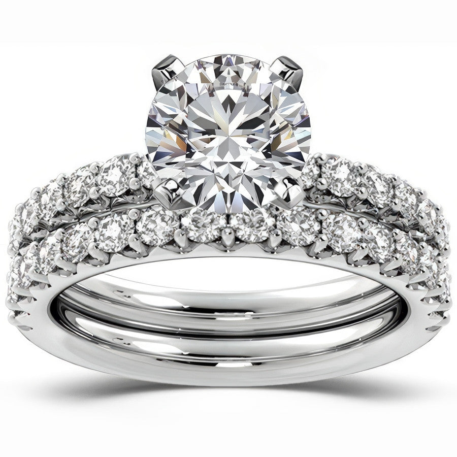 Round Brilliant Moissanite Shared-Prong Semi-Eternity Ring (0.42ct)