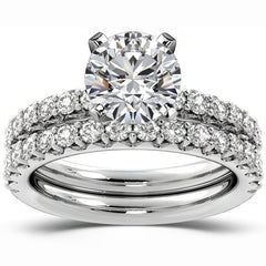 Round Brilliant Moissanite Shared-Prong Semi-Eternity Ring (0.42ct)