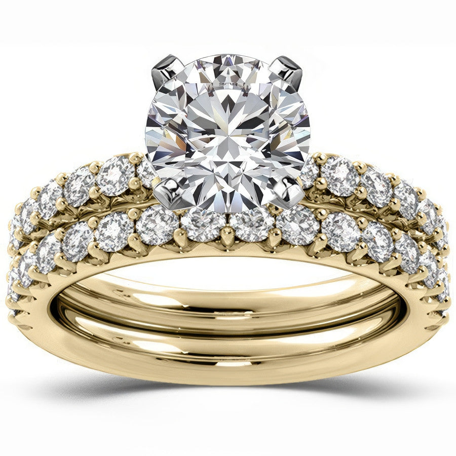Round Brilliant Moissanite Shared-Prong Semi-Eternity Ring (0.42ct)
