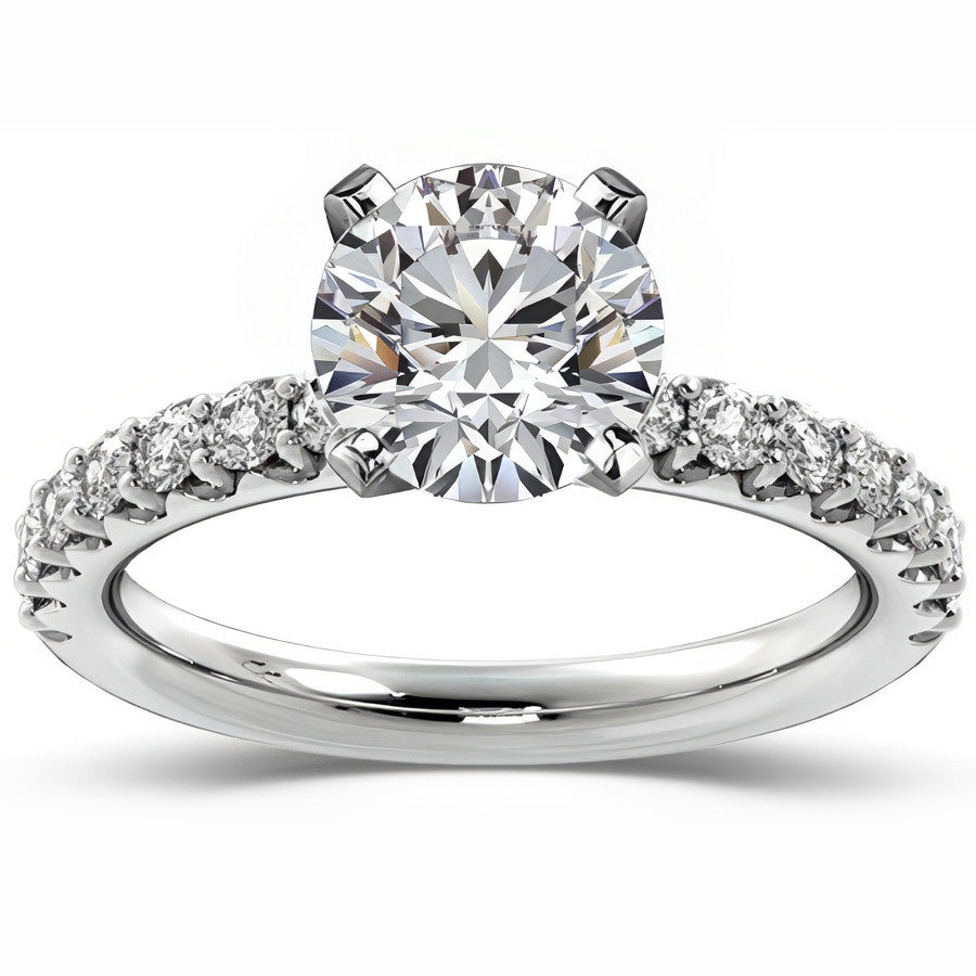Round Brilliant Moissanite Shared-Prong Semi-Eternity Ring (0.42ct)