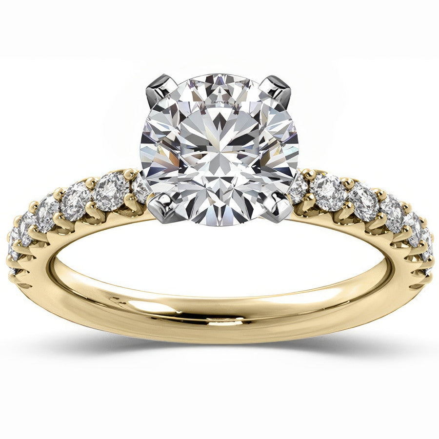 Round Brilliant Moissanite Shared-Prong Semi-Eternity Ring (0.42ct)