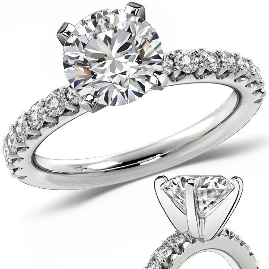 Round Brilliant Moissanite Shared-Prong Semi-Eternity Ring (0.42ct)