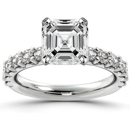 Round Brilliant Moissanite Shared-Prong Semi-Eternity Ring (0.72ct)