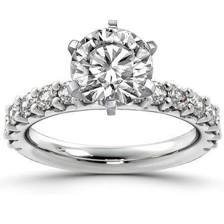 Round Brilliant Moissanite Shared-Prong Semi-Eternity Ring (0.72ct)