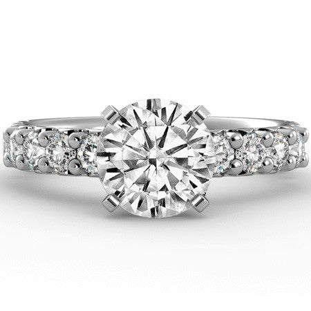 Round Brilliant Moissanite Shared-Prong Semi-Eternity Ring (0.72ct)