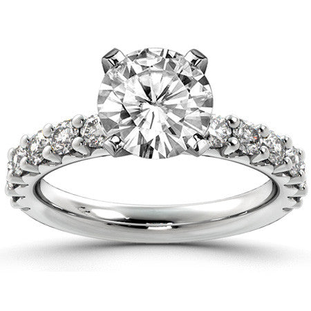 Round Brilliant Moissanite Shared-Prong Semi-Eternity Ring (0.72ct)