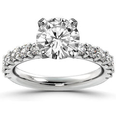 Round Brilliant Moissanite Shared-Prong Semi-Eternity Ring (0.72ct)