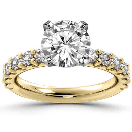 Round Brilliant Moissanite Shared-Prong Semi-Eternity Ring (0.72ct)