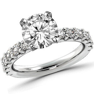 Round Brilliant Moissanite Shared-Prong Semi-Eternity Ring (0.72ct)