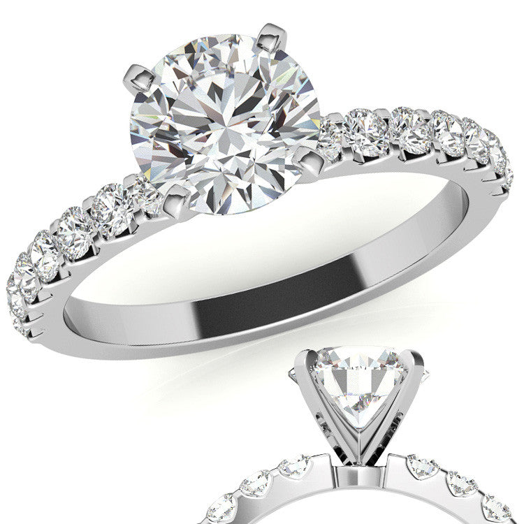 Round Brilliant Moissanite Shared Prong Semi-Eternity Ring (0.42ct)