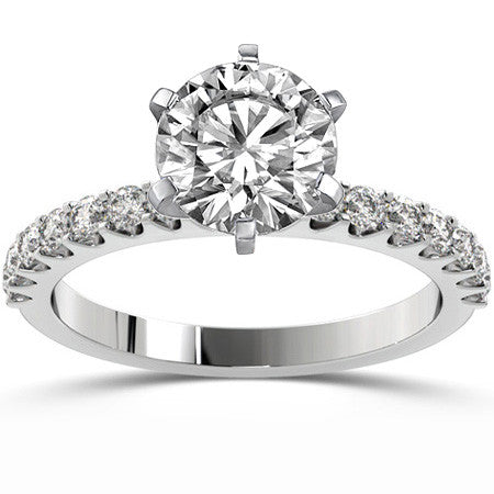 Round Brilliant Moissanite Shared Prong Semi-Eternity Ring (0.42ct)