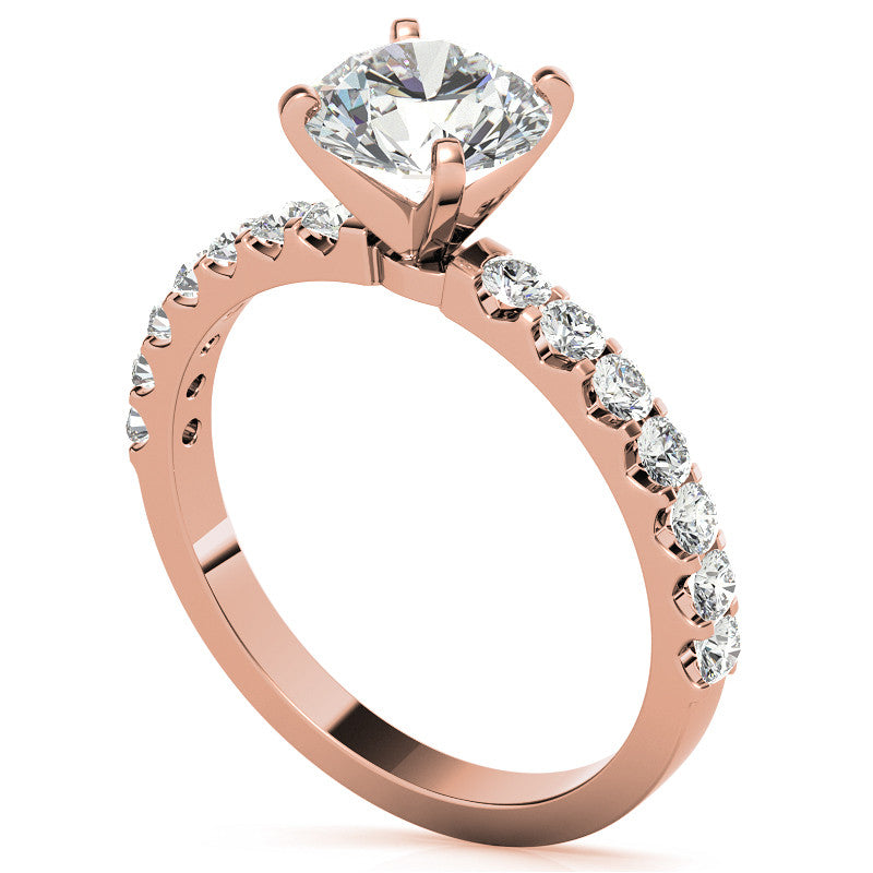 Round Brilliant Moissanite Shared Prong Semi-Eternity Ring (0.42ct)