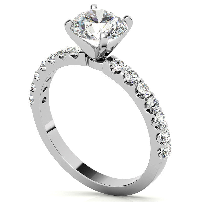 Round Brilliant Moissanite Shared Prong Semi-Eternity Ring (0.42ct)