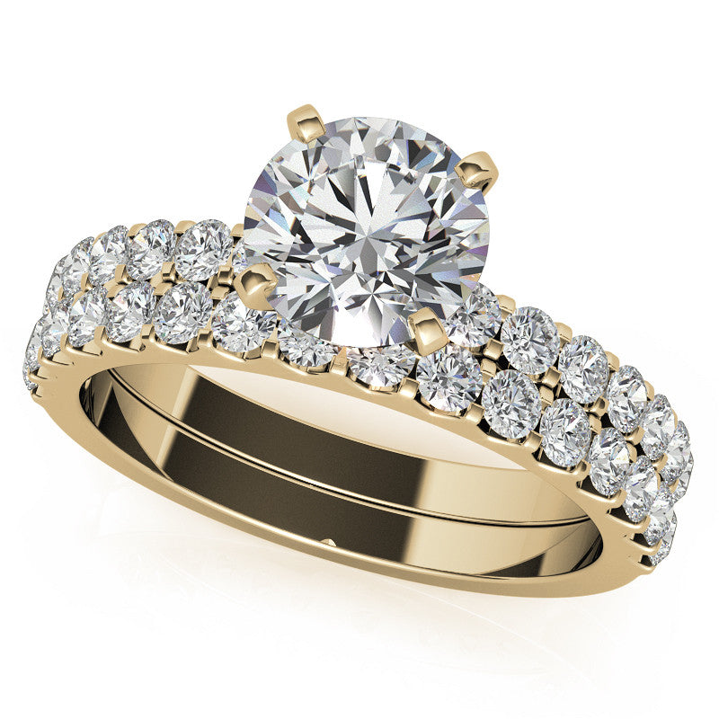 Round Brilliant Moissanite Shared Prong Semi-Eternity Ring (0.42ct)
