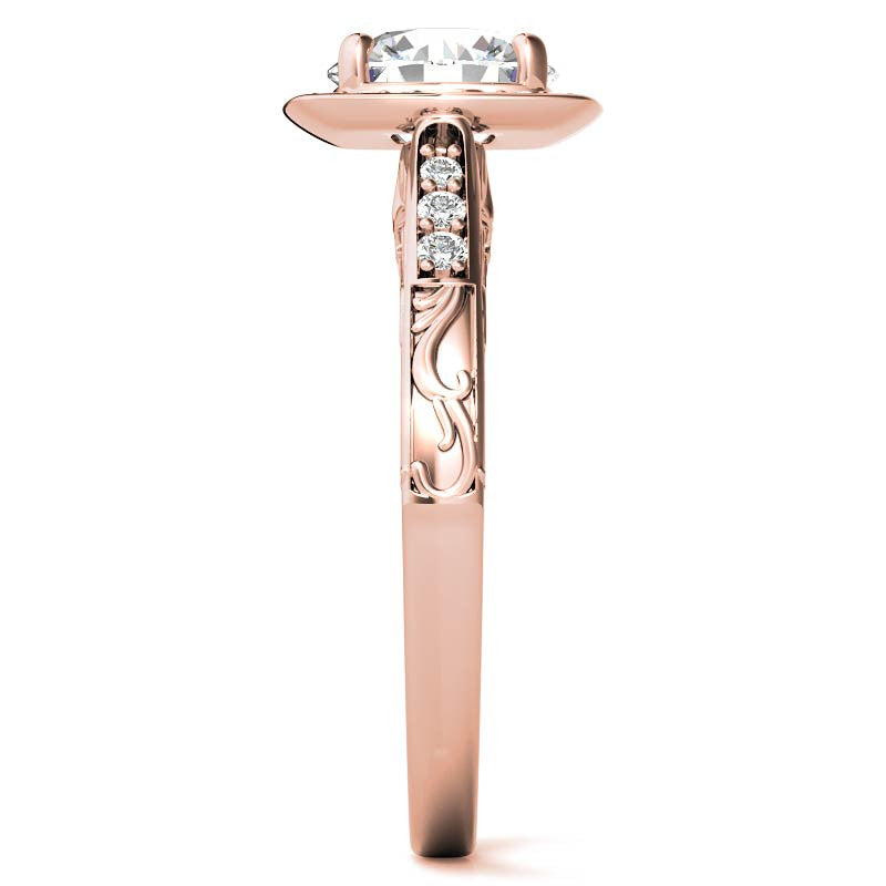 Antique Scroll Halo Moissanite Engagement Ring