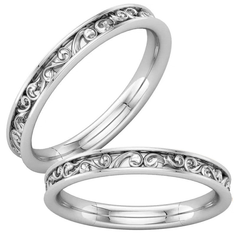 Antique Scroll Halo Moissanite Engagement Ring