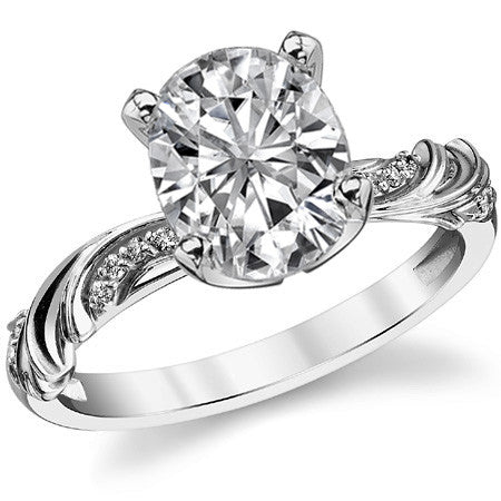 Round Brilliant Moissanite Floral Accent Engagement Ring