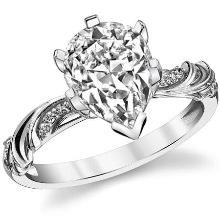 Round Brilliant Moissanite Floral Accent Engagement Ring