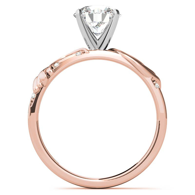 Round Brilliant Moissanite Floral Accent Engagement Ring