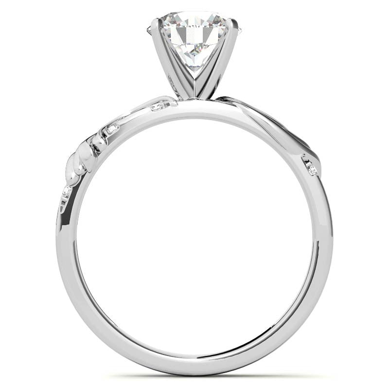 Round Brilliant Moissanite Floral Accent Engagement Ring