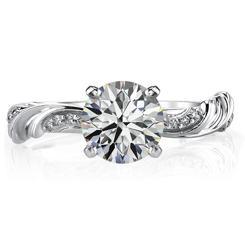 Round Brilliant Moissanite Floral Accent Engagement Ring
