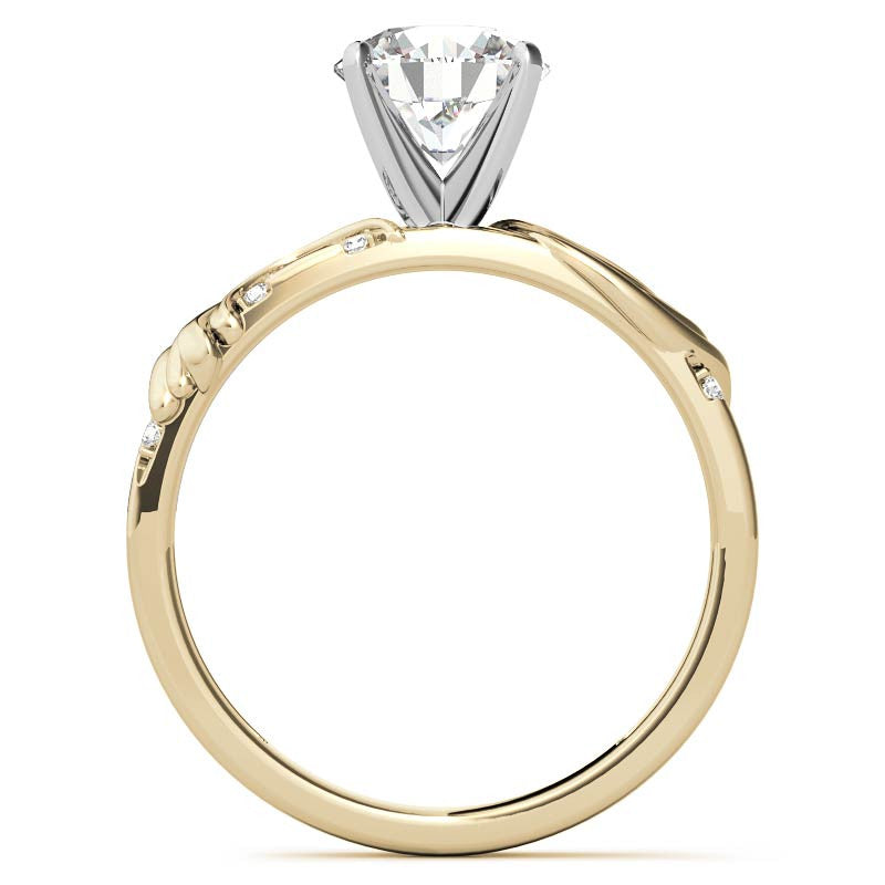 Round Brilliant Moissanite Floral Accent Engagement Ring