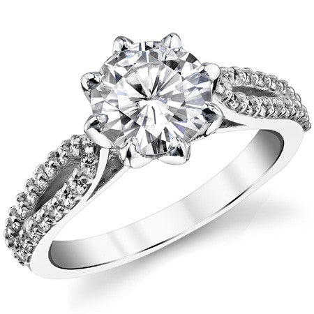 Round 8-Prong Floral Split Shank Wedding Set