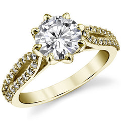 Round 8-Prong Floral Split Shank Wedding Set