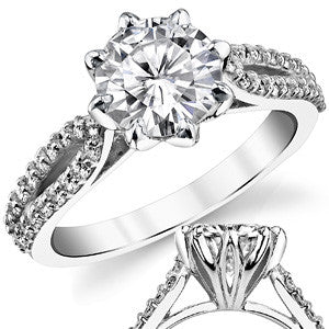 Round 8-Prong Floral Split Shank Wedding Set
