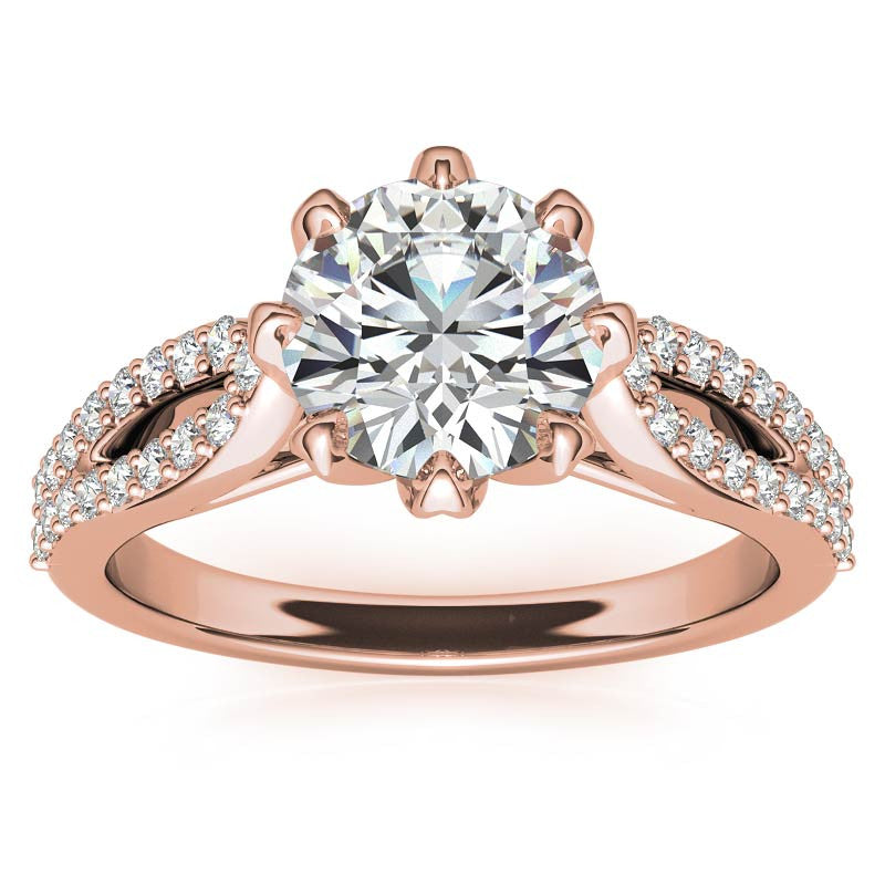 Round 8-Prong Floral Split Shank Wedding Set