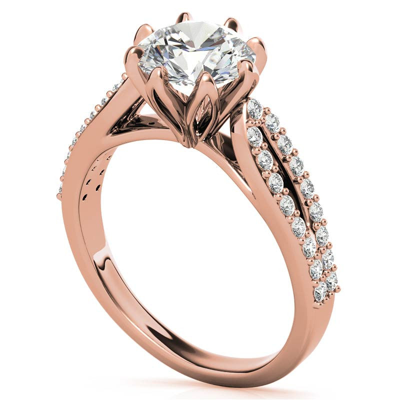 Round 8-Prong Floral Split Shank Wedding Set