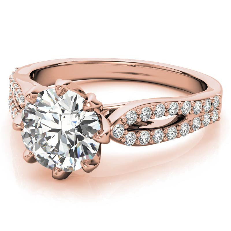 Round 8-Prong Floral Split Shank Wedding Set