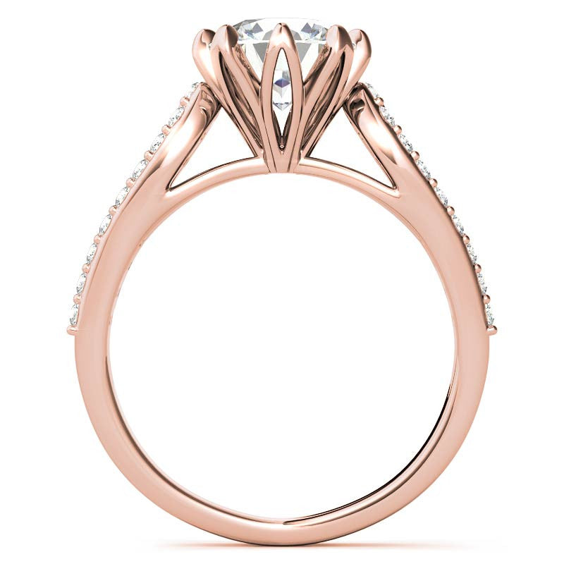 Round 8-Prong Floral Split Shank Wedding Set