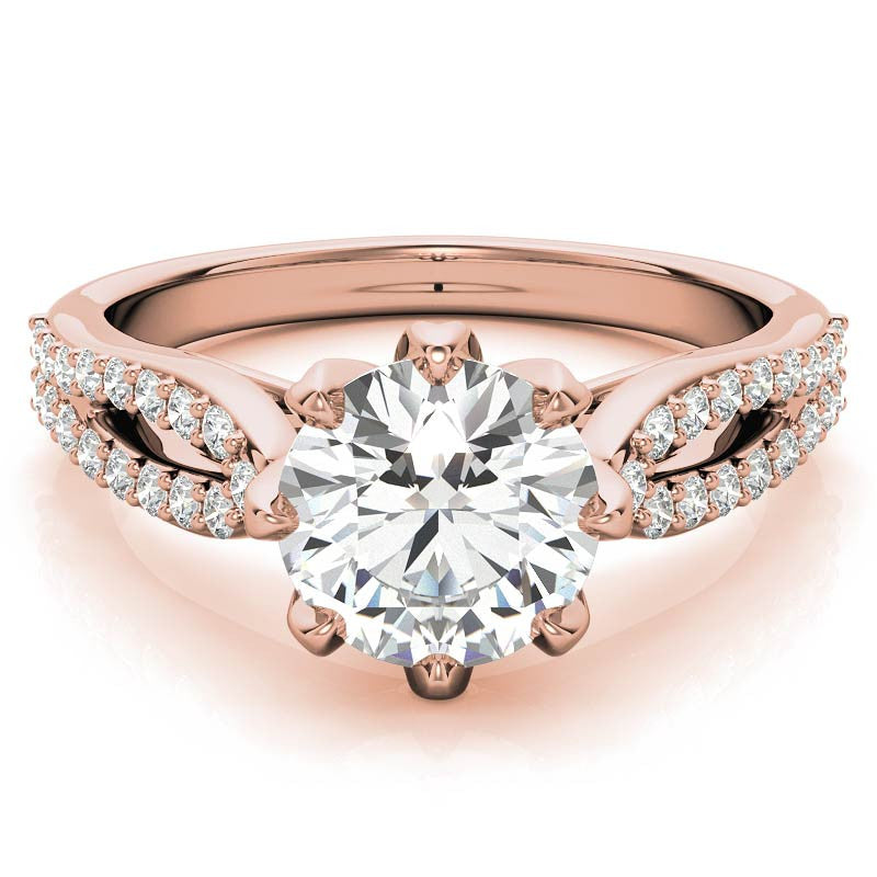 Round 8-Prong Floral Split Shank Wedding Set
