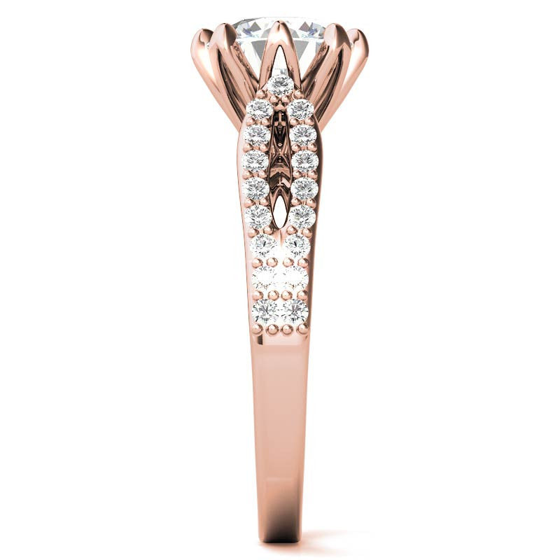 Round 8-Prong Floral Split Shank Wedding Set