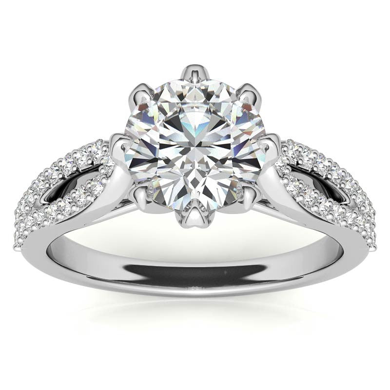 Round 8-Prong Floral Split Shank Wedding Set